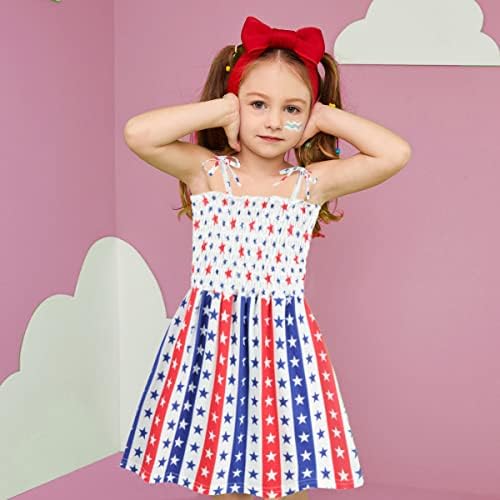 בנות CM-KID 4 ביולי שמלת פעוטות נערת דגל אמריקאי כוכבי Sundress Stripe Stars שמלות בגדים פטריוטיים לילדים 2-8 שנים