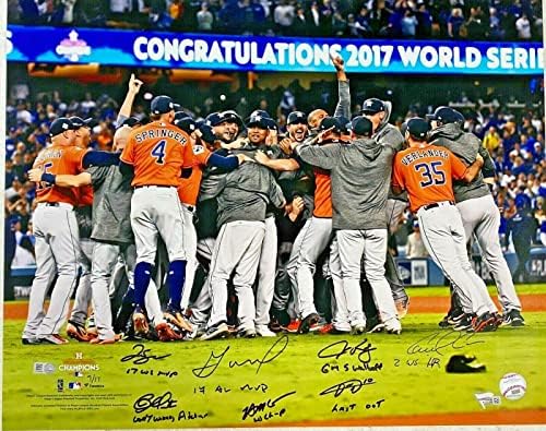 צוות אסטרוס חתום על סדרת העולם הכתובה 16x20 צילום LE 7/17 FANATICS MLB HOLO - תמונות MLB עם חתימה