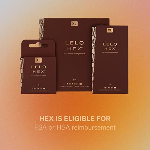 LELO HEX כבוד XL קונדומים גדולים עם חוזק מוגבר, קונדומים XL משומנים לגברים, 0.045 ממ דק, קוטר 58 ממ