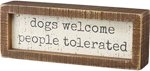 פרימיטיבים מאת קתי הום ד ' דולקור כלבים מברכים אנשים נסבלים שיבוץ עץ סימן: נהדר לחנוכת בית, מתנה או כל מטבח או סלון