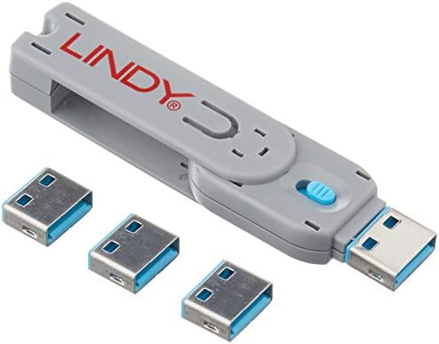 חוסם יציאות USB של לינדי - חבילה של 4, כחול