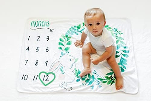 תינוק חודשי מיילסטון שמיכת ילד, מין ניטראלי שמיכה, תינוק ילד, ילדה,, תינוק צמיחה חודשי תרשים שמיכה, כחול, ירוק