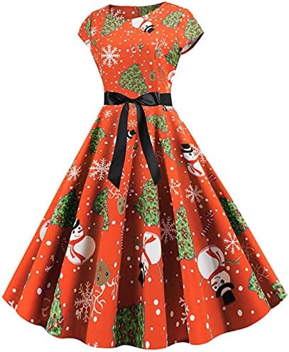 שמלות תה וינטג 'לנשים חג המולד שמלת שרוול כובע בסגנון אודרי הפבורן שמלת שרוול שנות ה -50 רטרו נדנדה שמלת מסיבת קוקטיילים
