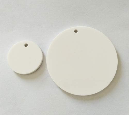 15 יחידות לבן אקריליק עגול מעגל עם חור, לבן פרספקס ריק מעגל עגול דיסק במחזיק מפתחות עגיל אבזר 1/8 עובי