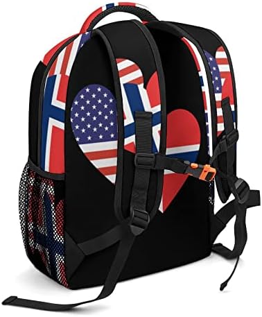 נורבגיה דגל לב אמריקאי תרמילי נסיעות אופנה תיק כתף קל משקל קל לכיס רב-כיס לקניות עבודה בבית הספר