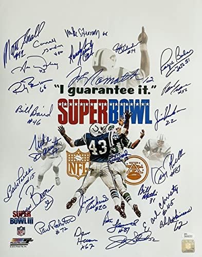 1969 צוות ג'טס בניו יורק חתם על 16x20 JSA COA WP201172 X סופרבול III - תמונות NFL עם חתימה