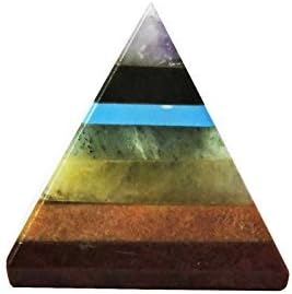 פירמידה של צ'אקרה יפה עם 7 אבני צ'אקרה ~ ג'ספר אדום, אוונטורין, קוורץ מוזהב, אמטיסט ~ 25-30 ממ גודל