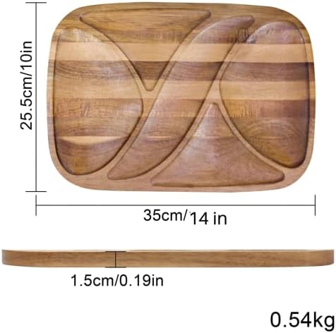 מגש הגשת עץ קוקו אציה-מגש הגשת עץ מגולף בגודל 14X10 אינץ