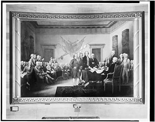 תמונה היסטורית: תצלום של ציור הכרזת העצמאות,ג ' ון טרמבול, הקפיטול האמריקני