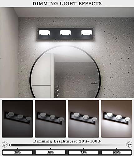 ג ' וסנוול שחור יהירות אור לאמבטיה 3 אורות הוביל יהירות גופי תאורה ניתן לעמעום מודרני אמבטיה אורות מתקן מעל מראה קיר