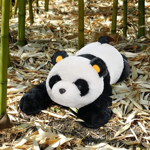 חיה ממולאת של Gisqis Panda, 31.5 בעלי חיים ממולאים משוקללים צעצועים קטיפה של פנדה חמודים Kawaii ענק רך ממולא פנדה דוב