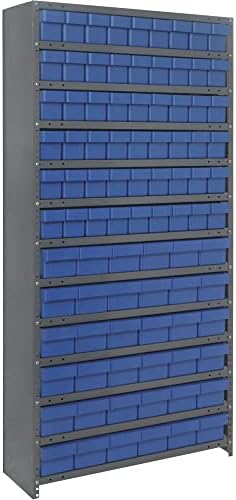 מערכות אחסון קוונטיות מערכת מדפים סגורה עם מגירות סופר טוף-שלם 18 אינץ'. 36 אינץ'. 75 אינץ'. יחידה בכחול עם 13 מדפים